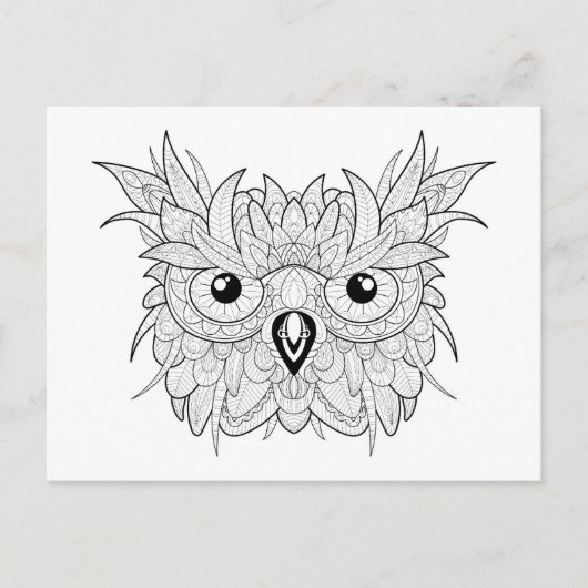 Cute Owl Portrait Doodle Briefkaart (Voorkant)