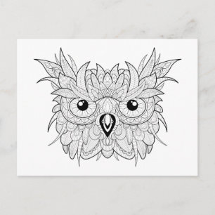 Cute Owl Portrait Doodle Briefkaart
