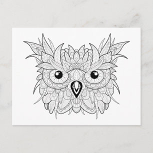 Cute Owl Portrait Doodle Briefkaart