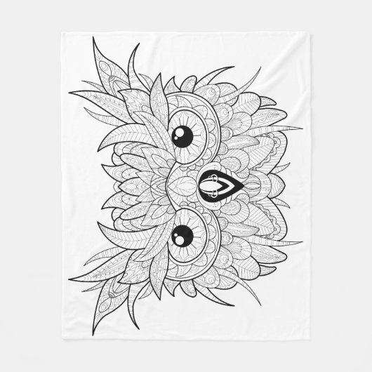 Cute Owl Portrait Doodle Fleece Deken (Voorkant)