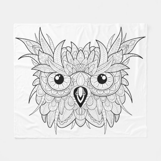 Cute Owl Portrait Doodle Fleece Deken (Voorkant (Horizontaal))