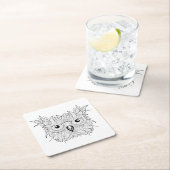 Cute Owl Portrait Doodle Kartonnen Onderzetters (Insitu)