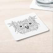 Cute Owl Portrait Doodle Kartonnen Onderzetters (Schuin)