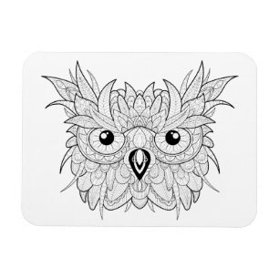 Cute Owl Portrait Doodle Magneet