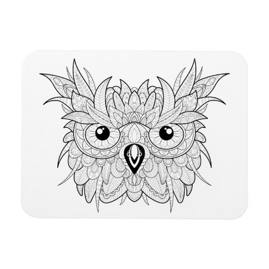 Cute Owl Portrait Doodle Magneet (Horizontaal)