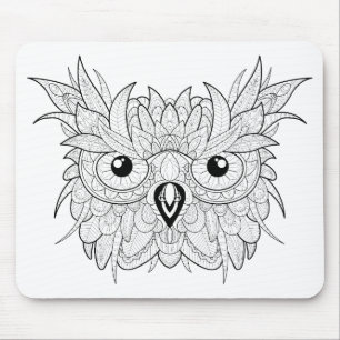 Cute Owl Portrait Doodle Muismat