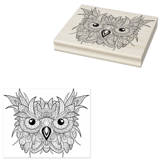 Cute Owl Portrait Doodle Rubberstempel (Gestempeld)