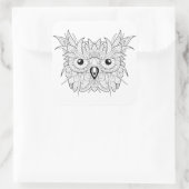 Cute Owl Portrait Doodle Vierkante Sticker (Tas)