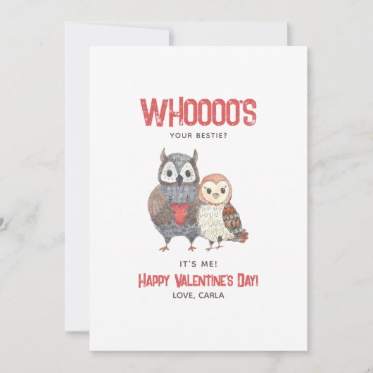 Cute Owl Pun Bestie Valentijnsdag Feestdagenkaart (Voorkant)