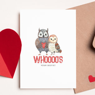 Cute Owl Pun Bestie Valentijnsdag Kaart
