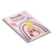Cute Owl Pun Boho Rainbow Inspirerend Girl Gift Notitieboek (Rechterzijde)