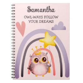 Cute Owl Pun Boho Rainbow Inspirerend Girl Gift Notitieboek