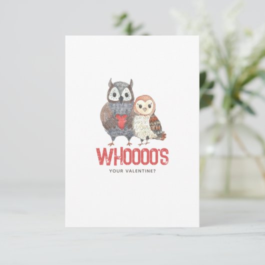 Cute Owl Pun Valentijnsdag Kaart (Staand voorkant)