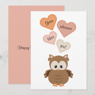 Cute Owl Raad wat je leuk vindt. Valentijnsdag Feestdagenkaart