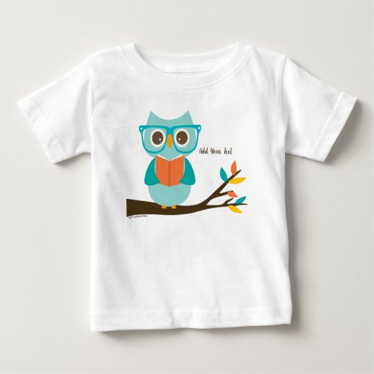 Cute Owl Reading Personalized Colorful Turquoise (Voorkant)