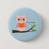 Cute Owl Reading Ronde Button 5,7 Cm (Voorkant)