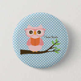 Cute Owl Reading Ronde Button 5,7 Cm