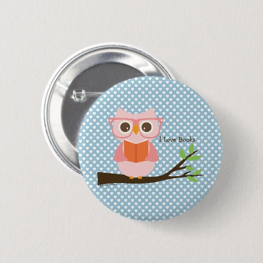 Cute Owl Reading Ronde Button 5,7 Cm (Voorkant /achterkant)