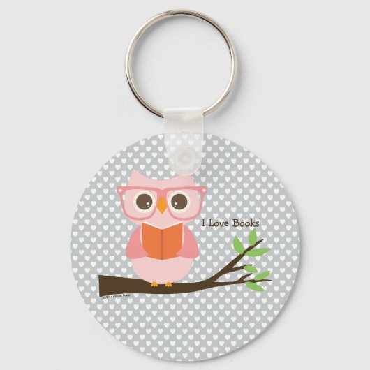 Cute Owl Reading Sleutelhanger (Voorkant)