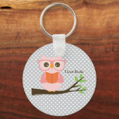 Cute Owl Reading Sleutelhanger (Voorkant)