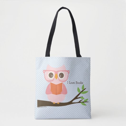 Cute Owl Reading Tote Bag (Voorkant)