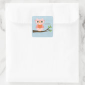 Cute Owl Reading Vierkante Sticker (Tas)