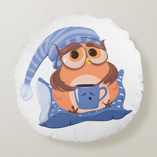 Cute Owl Rond Kussen (Voorkant)