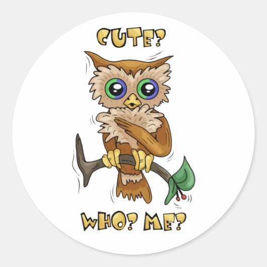 Cute Owl Ronde Sticker (Voorkant)