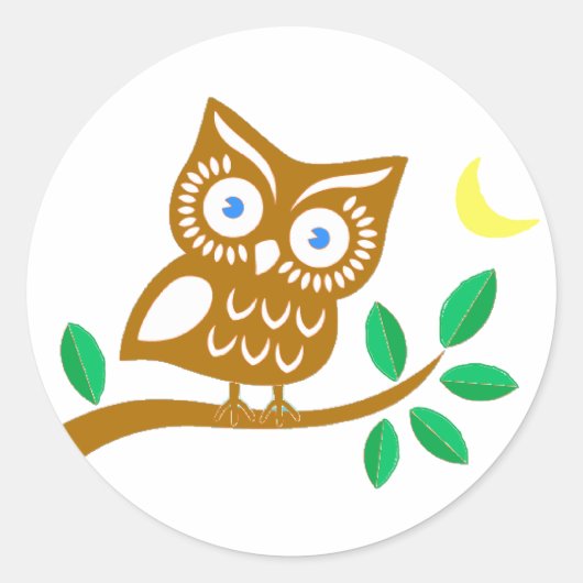 Cute Owl Ronde Sticker (Voorkant)