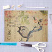 Cute Owl roze Roses French Ephemera Decoupage Tis Tissuepapier (Craft)