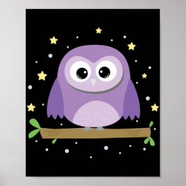 Cute owl 's nachts poster