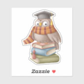 Cute Owl School Book Fun Reading Sticker (Vel)