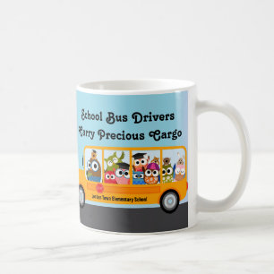 Cute Owl School Bus Driver Bedankt Koffiemok