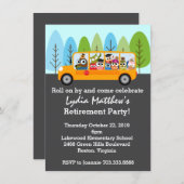 Cute Owl School Bus Driver Retirement Party Kaart (Voorkant / Achterkant)