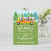 Cute Owl School Bus Driver Retirement Party Kaart (Staand voorkant)