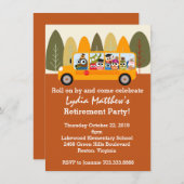 Cute Owl School Bus Driver Retirement Party Kaart (Voorkant / Achterkant)