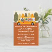 Cute Owl School Bus Driver Retirement Party Kaart (Staand voorkant)