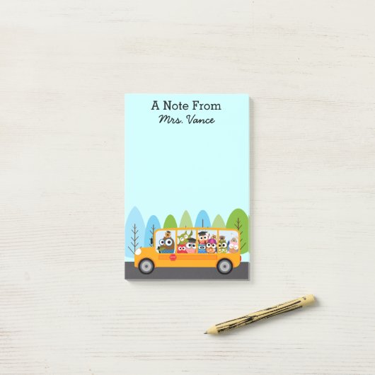Cute Owl School Bus Driver Teacher Post-it® Notes (Op bureau)