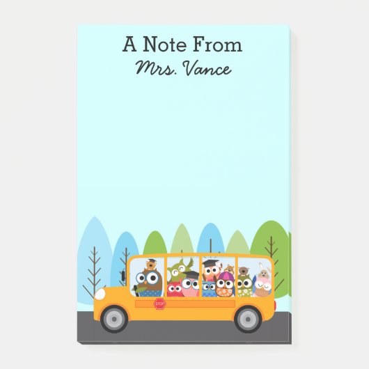Cute Owl School Bus Driver Teacher Post-it® Notes (Voorkant)