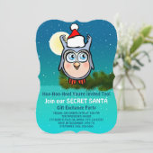 Cute Owl Secret Santa Party Kaart (Staand voorkant)