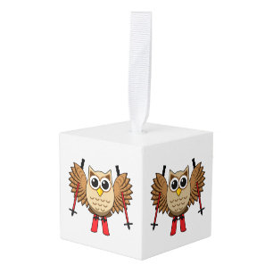 Cute Owl Skiing Cartoon Decoratie