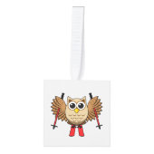 Cute Owl Skiing Cartoon Decoratie (Voorkant)