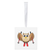 Cute Owl Skiing Cartoon Decoratie (Rechts)