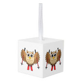 Cute Owl Skiing Cartoon Decoratie (Achter hoekig)