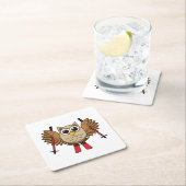 Cute Owl Skiing Cartoon Kartonnen Onderzetters (Insitu)