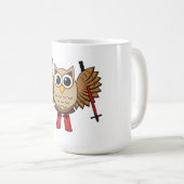 Cute Owl Skiing Cartoon Koffiemok (Voorkant rechts)