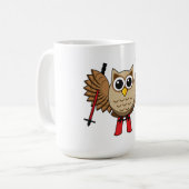 Cute Owl Skiing Cartoon Koffiemok (Voorkant links)