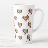 Cute Owl Skiing Cartoon Latte Mok (Rechts)