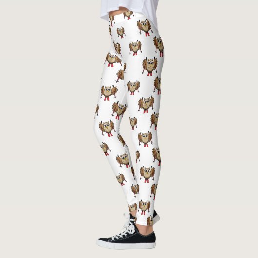 Cute Owl Skiing Cartoon Leggings (Links)