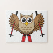 Cute Owl Skiing Cartoon Legpuzzel (Horizontaal)